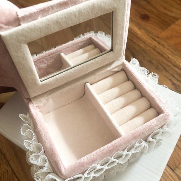 Jewelry box storage chair cute velvet organizer pink heart love decor - Picture 4 of 6